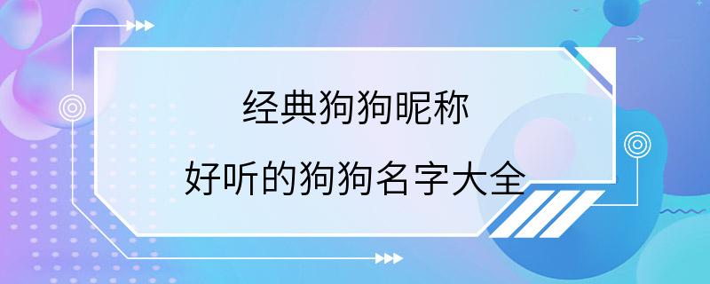 经典狗狗昵称 好听的狗狗名字大全