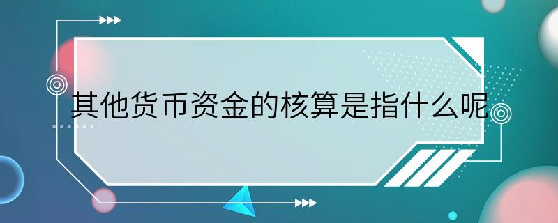 其他货币资金的核算是指什么呢