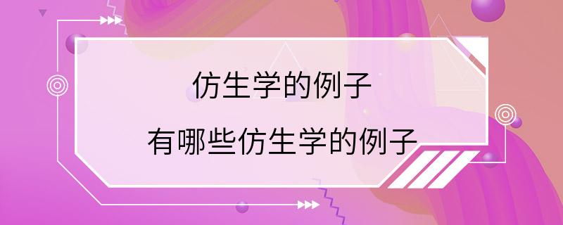 仿生学的例子 有哪些仿生学的例子