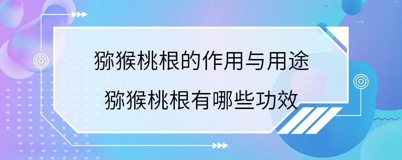 猕猴桃根的作用与用途 猕猴桃根有哪些功效