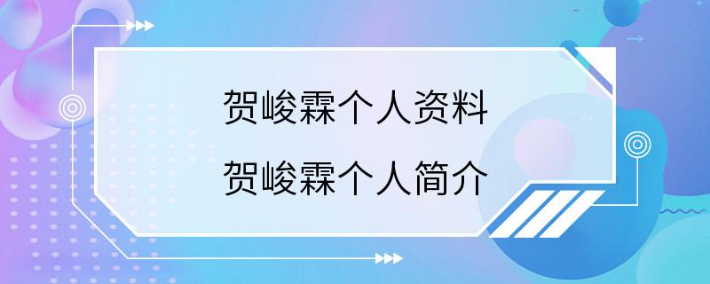 贺峻霖个人资料 贺峻霖个人简介