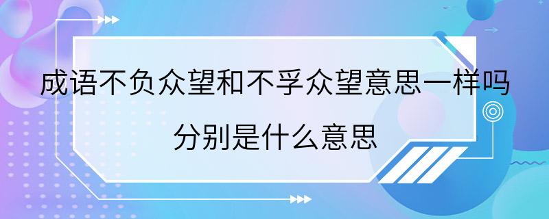 成语不负众望和不孚众望意思一样吗 分别是什么意思