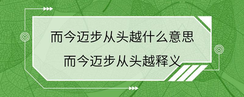 而今迈步从头越什么意思 而今迈步从头越释义