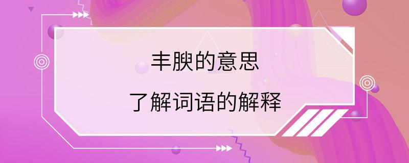 丰腴的意思 了解词语的解释