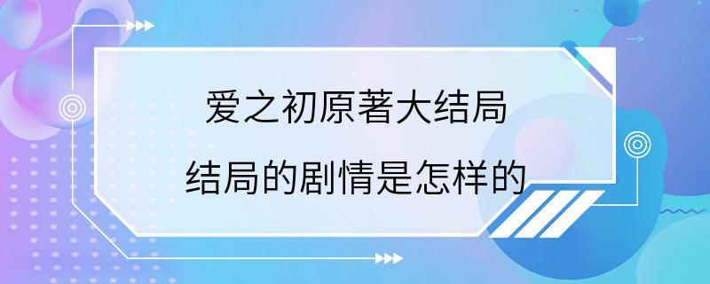 爱之初原著大结局 结局的剧情是怎样的