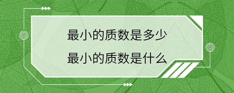 最小的质数是多少 最小的质数是什么