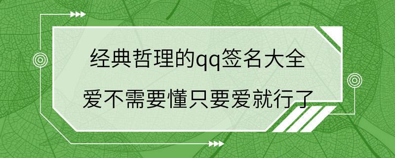 经典哲理的qq签名大全 爱不需要懂只要爱就行了