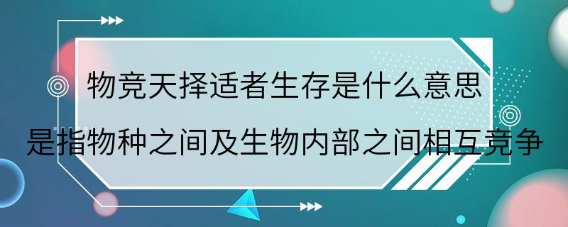 物竞天择适者生存是什么意思 是指物种之间及生物内部之间相互竞争