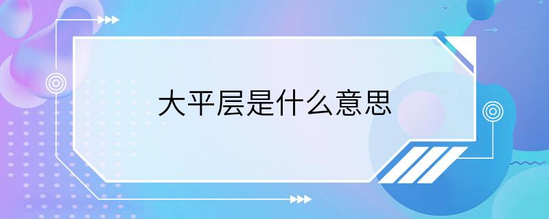 大平层是什么意思