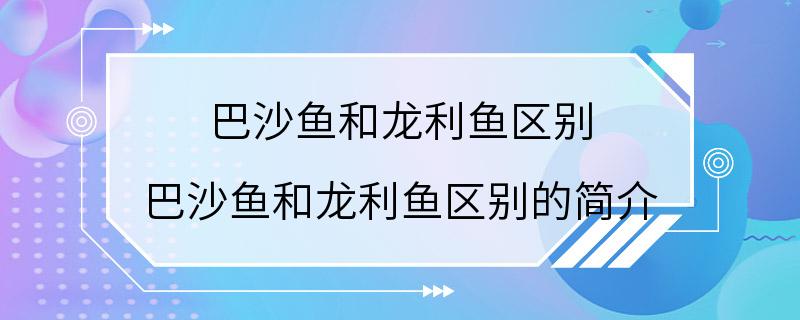 巴沙鱼和龙利鱼区别 巴沙鱼和龙利鱼区别的简介