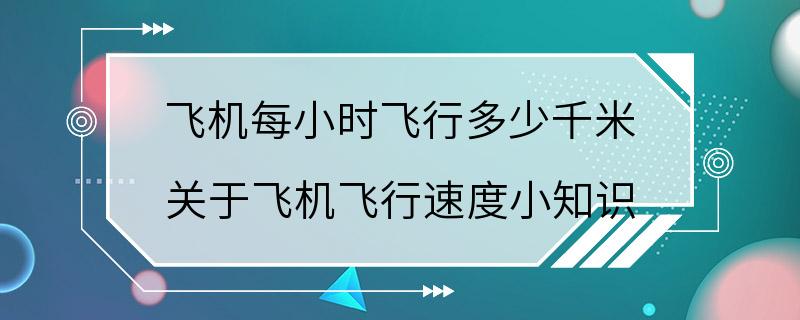 飞机每小时飞行多少千米 关于飞机飞行速度小知识