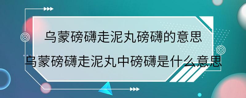 乌蒙磅礴走泥丸磅礴的意思 乌蒙磅礴走泥丸中磅礴是什么意思