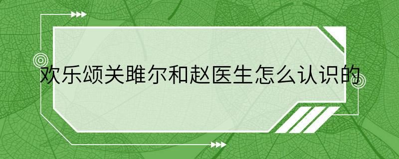 欢乐颂关雎尔和赵医生怎么认识的