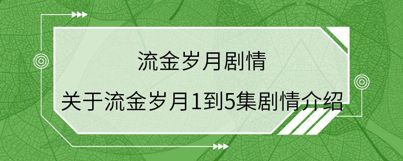 流金岁月剧情 关于流金岁月1到5集剧情介绍