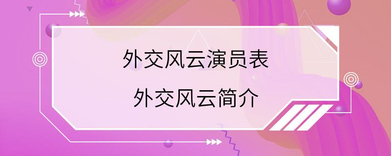 外交风云演员表 外交风云简介