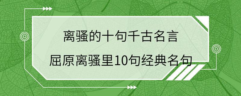 离骚的十句千古名言 屈原离骚里10句经典名句