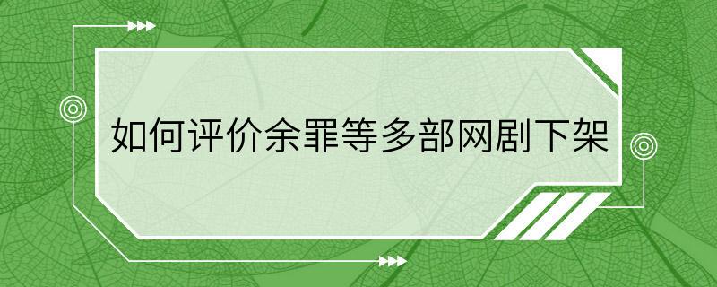 如何评价余罪等多部网剧下架