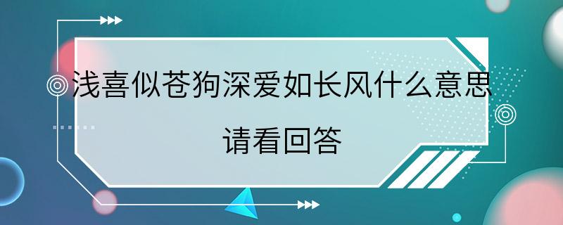 浅喜似苍狗深爱如长风什么意思 请看回答