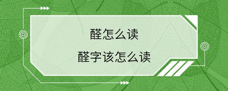 醛怎么读 醛字该怎么读