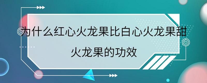 为什么红心火龙果比白心火龙果甜 火龙果的功效