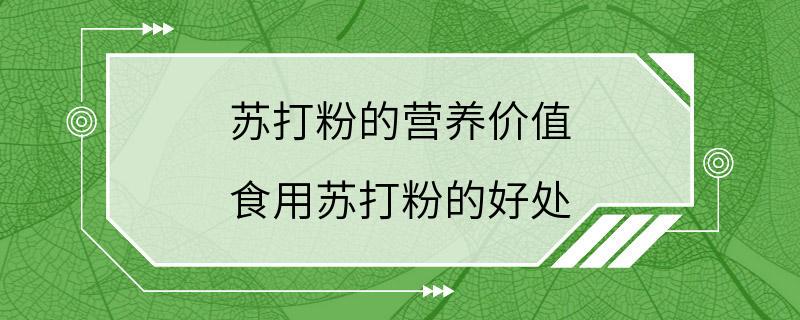 苏打粉的营养价值 食用苏打粉的好处