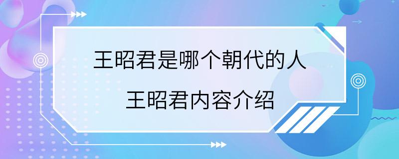 王昭君是哪个朝代的人 王昭君内容介绍