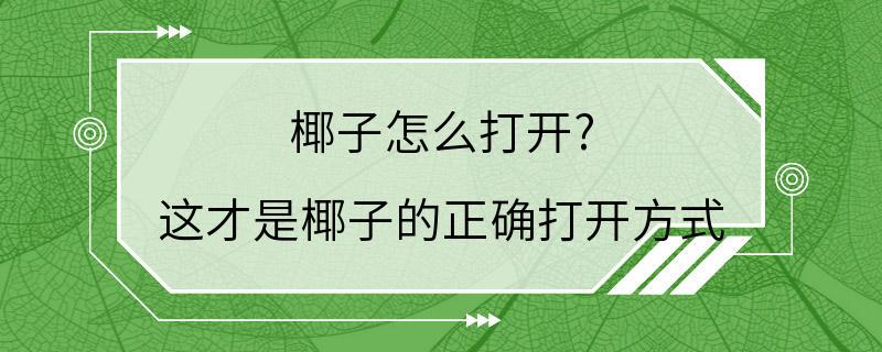 椰子怎么打开? 这才是椰子的正确打开方式