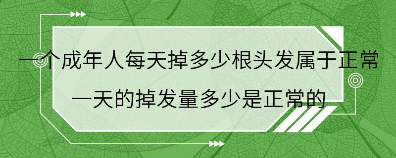 一个成年人每天掉多少根头发属于正常 一天的掉发量多少是正常的