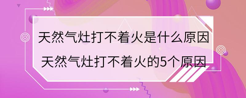 天然气灶打不着火是什么原因 天然气灶打不着火的5个原因