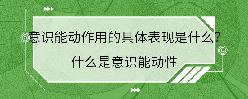 意识能动作用的具体表现是什么？ 什么是意识能动性