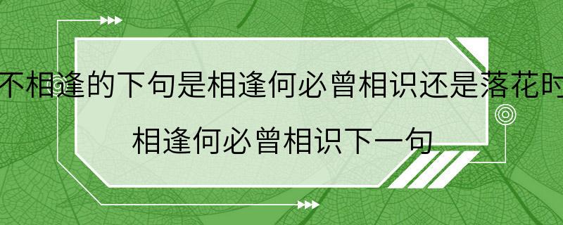 人生何处不相逢的下句是相逢何必曾相识还是落花时节又逢君 相逢何必曾相识下一句