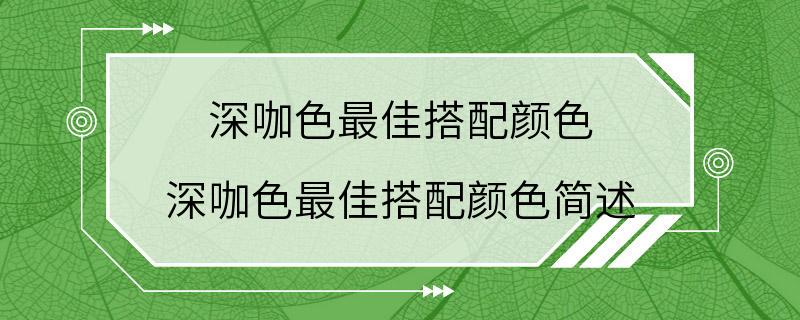 深咖色最佳搭配颜色 深咖色最佳搭配颜色简述