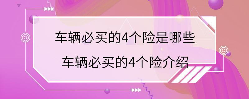 车辆必买的4个险是哪些 车辆必买的4个险介绍