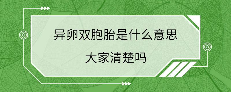 异卵双胞胎是什么意思 大家清楚吗