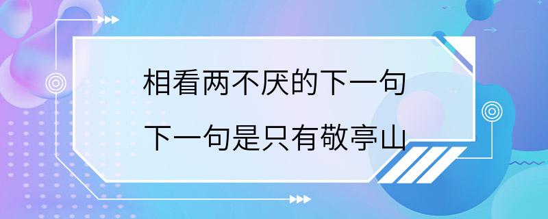 相看两不厌的下一句 下一句是只有敬亭山