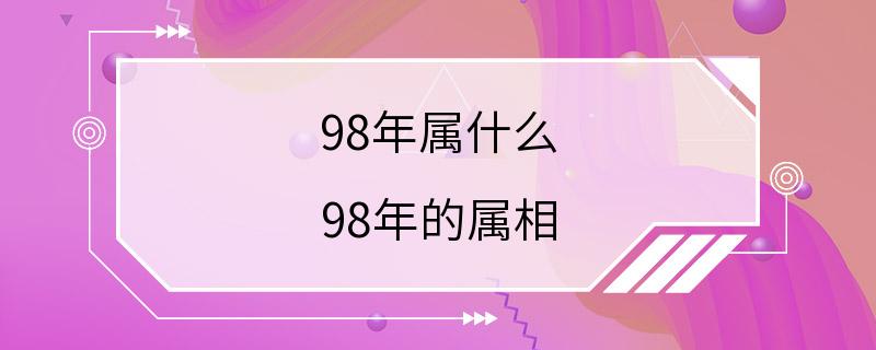 98年属什么 98年的属相