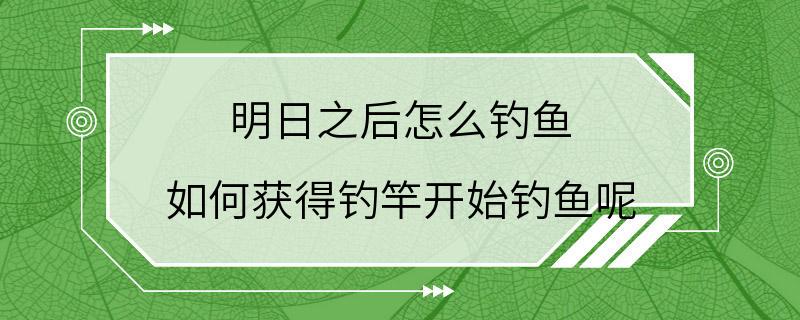 明日之后怎么钓鱼 如何获得钓竿开始钓鱼呢