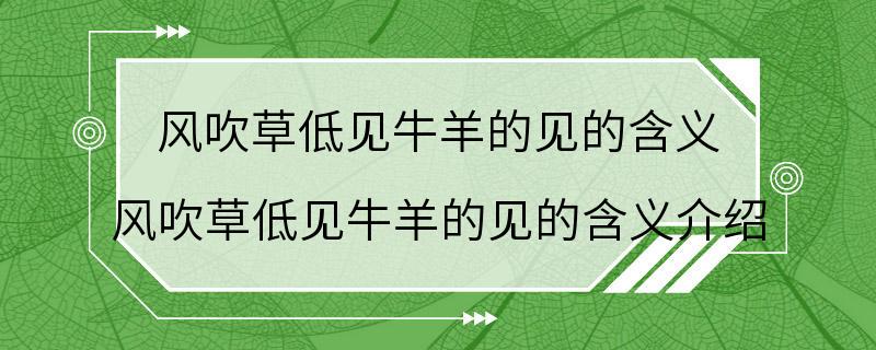 风吹草低见牛羊的见的含义 风吹草低见牛羊的见的含义介绍