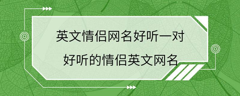 英文情侣网名好听一对 好听的情侣英文网名