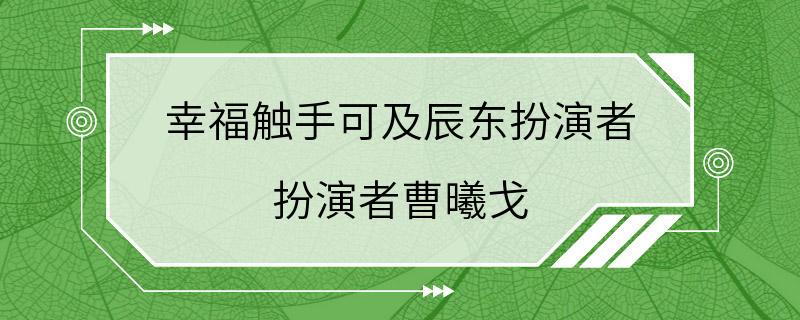 幸福触手可及辰东扮演者 扮演者曹曦戈