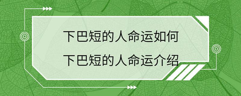 下巴短的人命运如何 下巴短的人命运介绍