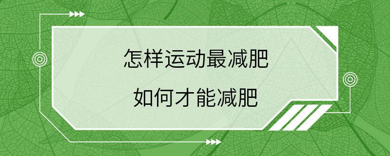 怎样运动最减肥 如何才能减肥