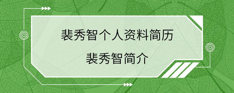 裴秀智个人资料简历 裴秀智简介