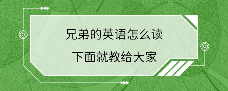 兄弟的英语怎么读 下面就教给大家