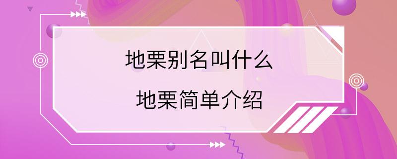 地栗别名叫什么 地栗简单介绍