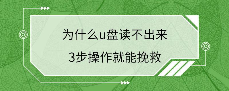 为什么u盘读不出来 3步操作就能挽救