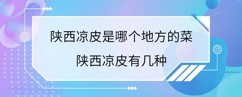 陕西凉皮是哪个地方的菜 陕西凉皮有几种