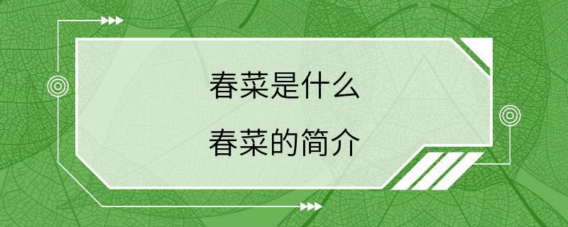 春菜是什么 春菜的简介