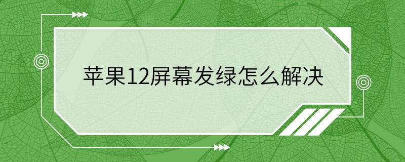 苹果12屏幕发绿怎么解决