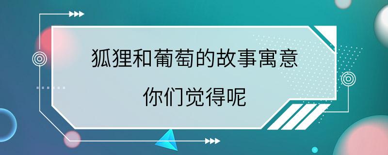 狐狸和葡萄的故事寓意 你们觉得呢